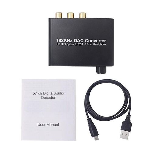 192khz Digital To Analog Audio Converter Optical To Analog Rca L / r - 3.5mm Audio