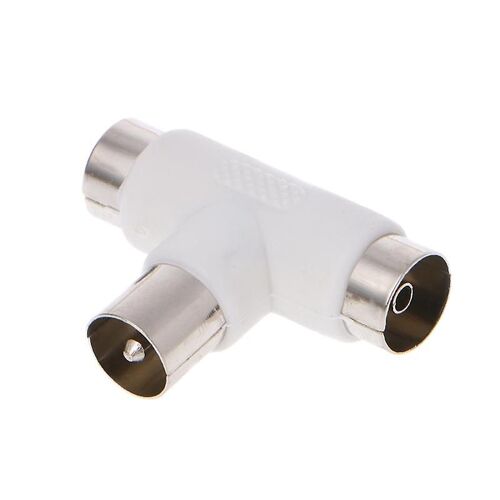 2 Way Tv T Splitter Câble aérien coaxial mâle à 2x connecteurs femelles Adaptateur
