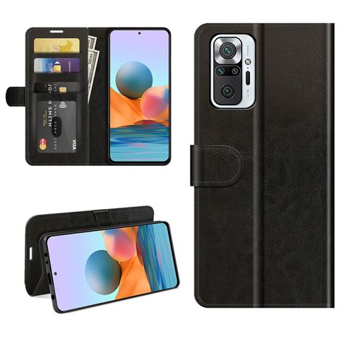 Étui Xiaomi Redmi Note 10 Pro Portefeuille En Cuir À Rabat Protection Antichute Cover Case - Noir