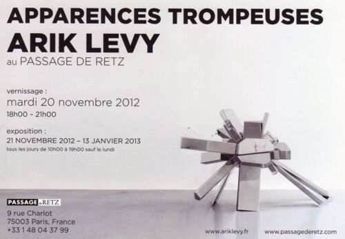 Carton D'invitation De L'exposition De Arik Levy "Apparences Trompeuses" Au Passage De Retz Le 20 Novembre 2012