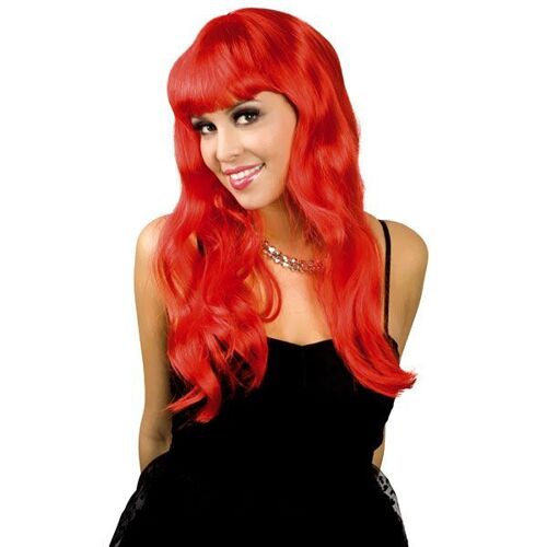 Perruque Glamour Cheveux Longs Ondulés Rouge Femme