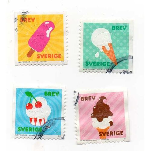 Lot 4 Timbres Suédois 2011, Série "Food, Deserts, Ice Creams"