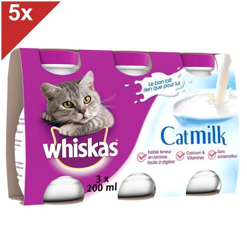 Whiskas Lait Pour Chat Bouteille 200ml (5x3)