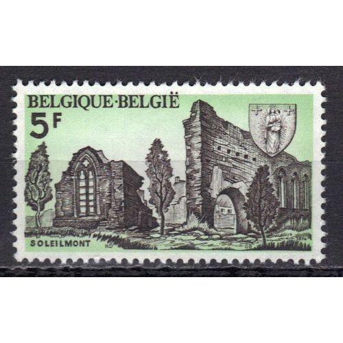 Belgique 1974 : L'abbaye Notre-Dame De Soleilmont - Timbre 5 F. Vert-Jaune Et Noir Neuf **