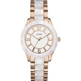 Montre Femme Guess Goddess W0074l2 Bracelet Doré Rose Et Blanc