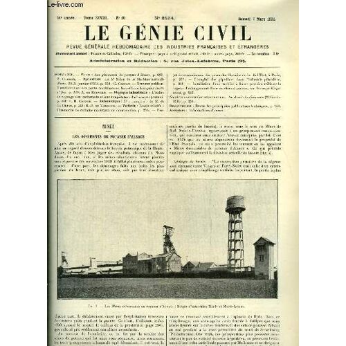 Le Génie Civil Tome Xcviii N° 10 - Les Gisements De Potasse D Alsace Par V. Charrin, Le Xe Salon De La Machine Agricole Par G. Coupan, L Amélioration Des Ports Maritimes En Indo Chine Française Par A.(...)