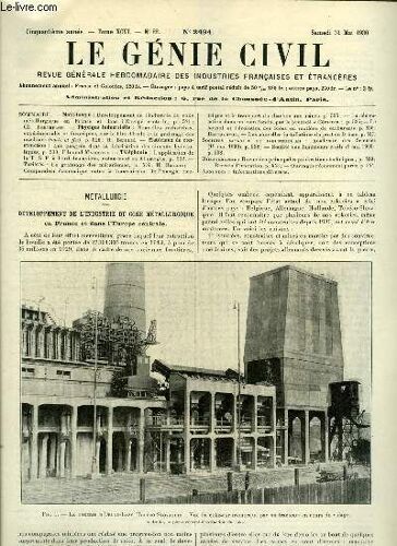 Le Génie Civil Tome Xcvi N° 22 - Développement De L Industrie Du Coke Métallurgique En France Et Dans L Europe Centrale Par Ch. Berthelot, Nouvelles Recherches Expérimentales Et Théoriques Sur Le Film(...)