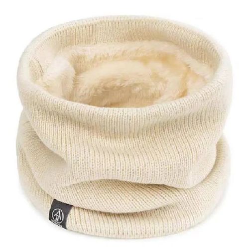 Silencieux En Peluche Solide Pour Femme,Tricot En Laine,Anneau Polaire,Bandana,Écharpe,Chauffe-Cou,Bandeau En Cachemire Épais,Masque De Ski,Hiver-Taille Unique-Beige