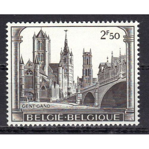 Belgique 1971 : Ville De Gand : Monuments Caractéristiques De La Ville De Gand - Timbre 2 F. 50 Sépia Neuf **