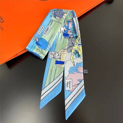 Foulard En Soie Imprimé À Carreaux Pour Femmes,Nouveau Design,Slim,Marque De Luxe,Sac,Été,2023--62