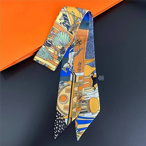 Foulard En Soie Imprimé À Carreaux Pour Femmes,Nouveau Design,Slim,Marque De Luxe,Sac,Été,2023--38