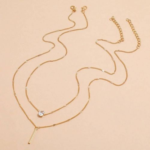 Collier Multicouche En Forme D'étoile À Cinq Branches En Forme De C?ur,Pendentif Goutte D'eau,Matériau En Alliage,Chaîne De Clavicule En Verre,Sexy Pour Femmes--Golden