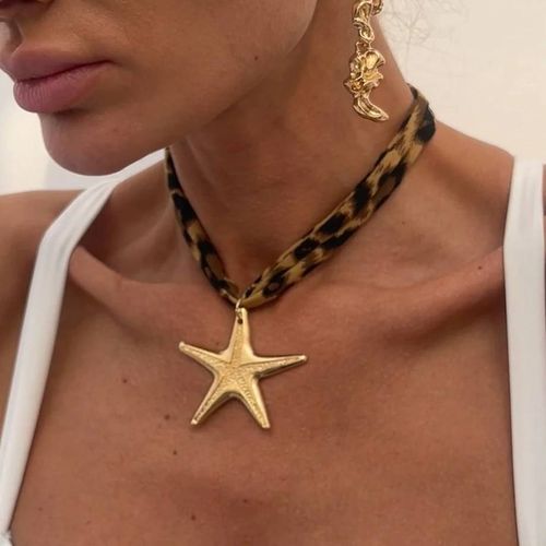Ingemark 7 Styles Ethnique Multicouche Velours Chaîne Collier Femmes 2025 Nouvelle Mode Métal Conque Étoile De Mer Coeur Pendentif Cou Bijoux--Starfish