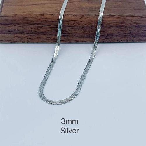 Collier Minimaliste Unisexe En Chaîne Serpent,Ras Du Cou En Acier Inoxydable,Couleur Or,Bijoux À La Mode,Cadeau Pour Elle Femme Et Homme-3pcs-40 45 50cm-3mm Silver