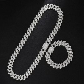 Montre À Chaîne Cubaine De Couleur Or Pour Hommes,Bordure Hip Hop Miami,Strass Pavés Glacés,Collier De Rappeur Scintillant,Montre + Bracelet Bijoux-16mm-8inch With 18inch