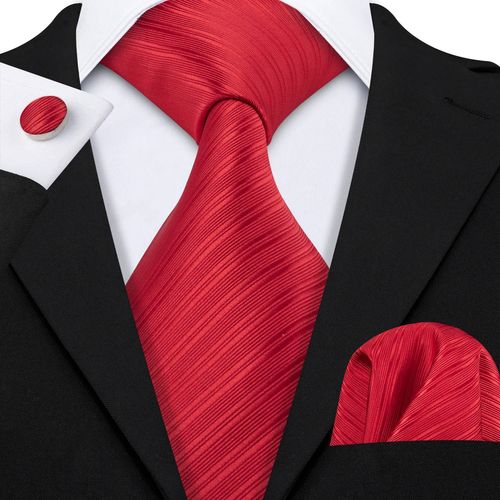 Rouge Soie Hommes Cravate Hanky Boutons De Manchette Ensemble Bordeaux Marron Écarlate Carmine Rose Jacquard Cravate Pour Homme Fête De Mariage-N-5088-