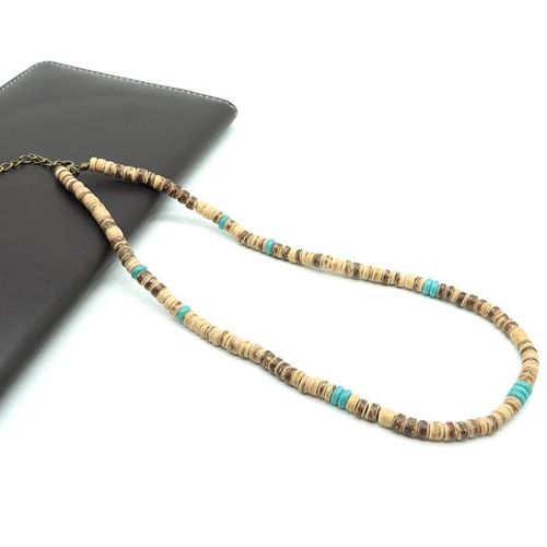 Noter Hommes Perles De Noix De Coco Naturelles Collier En Bois 19 Pouces Collier Ras Du Cou Court Fait À La Main Cadeaux Pour Lui Bijoux Décontractés--5mmbrownwood