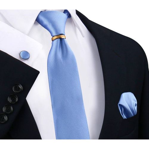 Ensemble De Cravates De Luxe En Soie Solide Pour Hommes,Mouchoir,Boutons De Manchette Avec Anneau En Métal Doré,Broche,Costume,Accessoires De Fête De Mariage Pour Hommes--Thcr-31a