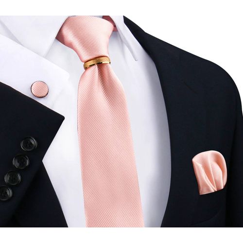 Ensemble De Cravates De Luxe En Soie Solide Pour Hommes,Mouchoir,Boutons De Manchette Avec Anneau En Métal Doré,Broche,Costume,Accessoires De Fête De Mariage Pour Hommes--Thcr-37f