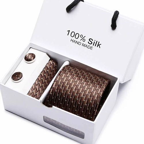 2023 100% Soie Jacquard Cravate Blanc Géométrique Cravate Hanky Bouton De Manchette Ensemble Cravates Pour Hommes Gravatas Affaires Fête De Mariage En Gros--Sb34