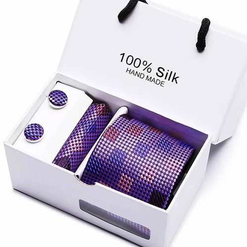 2023 100% Soie Jacquard Cravate Blanc Géométrique Cravate Hanky Bouton De Manchette Ensemble Cravates Pour Hommes Gravatas Affaires Fête De Mariage En Gros--Sb30