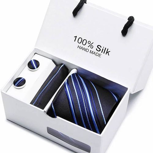 2023 100% Soie Jacquard Cravate Blanc Géométrique Cravate Hanky Bouton De Manchette Ensemble Cravates Pour Hommes Gravatas Affaires Fête De Mariage En Gros--Sb33