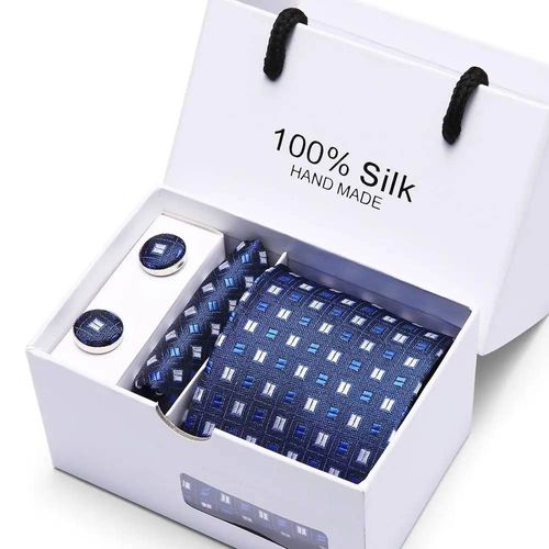 2023 100% Soie Jacquard Cravate Blanc Géométrique Cravate Hanky Bouton De Manchette Ensemble Cravates Pour Hommes Gravatas Affaires Fête De Mariage En Gros--Sb70