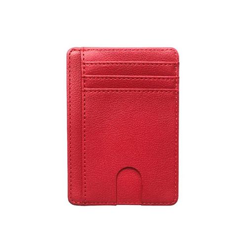 Portefeuille en cuir avec blocage RFID mince à 8 fentes,porte-carte d'identité de crédit,porte-monnaie,housse antivol pour hommes,femmes et hommes,sacs à la mode--red