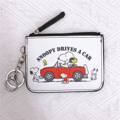 Snoopy porte-monnaie Charlie marron mignon portefeuille femmes loisirs Woodstock fermeture éclair porte-carte pochette pour monnaie dame cas filles--A