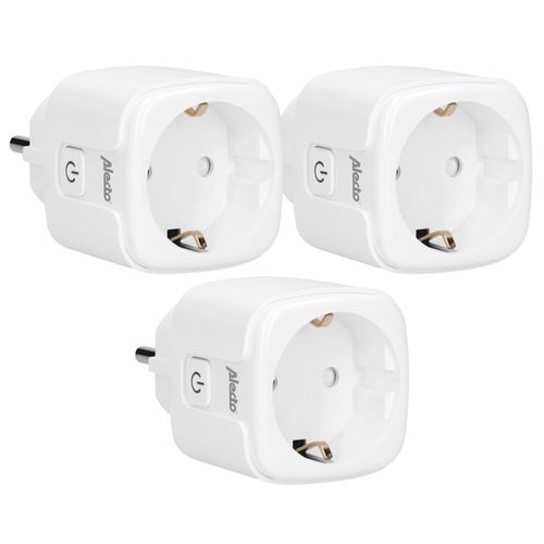 Prise intelligente Wi-Fi, 16A, 3680W, pack de 3 Alecto SMART-PLUG10 TRIPLE Blanc