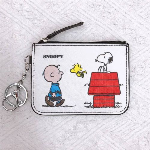 Snoopy porte-monnaie Charlie marron mignon portefeuille femmes loisirs Woodstock fermeture éclair porte-carte pochette pour monnaie dame cas filles--C