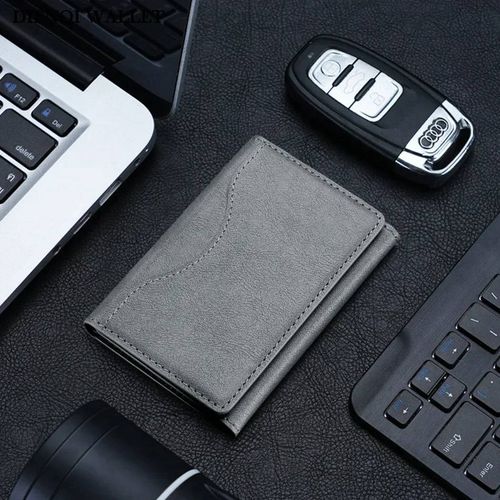 Magsafe ¿ porte-cartes unisexe en cuir PU pour hommes,porte-cartes magnétique,portefeuille pour Apple pour IPhone 16 15 14 13 12 Pro Max Mini--Grey