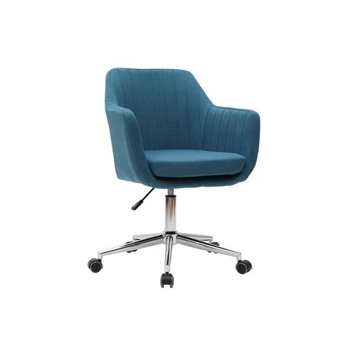 Fauteuil de bureau design en tissu bleu canard ALEYNA