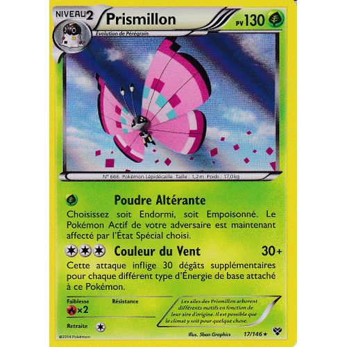 Carte Pokemon - Prismillon - 17/146 - 130 Pv - Holo Rare - Edition X Et Y - Version Francaise -