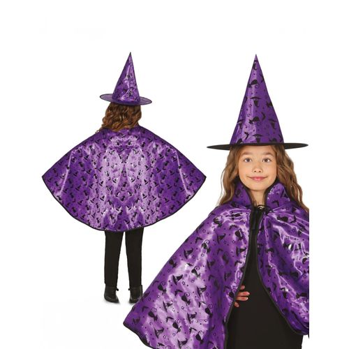 Kit Cape Et Chapeau De Sorcière Chauve-Souris Enfant