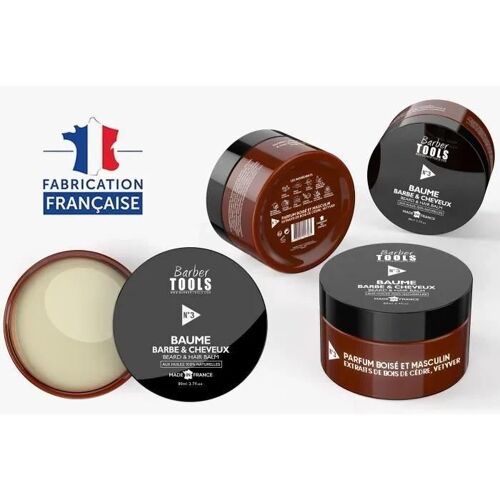 Baume Barbe & Cheveux | N°3 | Aux Huiles 100% Naturelles 80ml -Fabriquée En France- Nourrit, Hydrate, Structure 