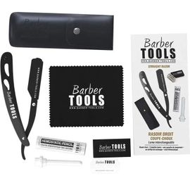 Rasoir Droit Coupe-Choux - Rasoir De Barbier - Lame Interchangeable - 5 Doubles Lames - Stick Hémostatique 