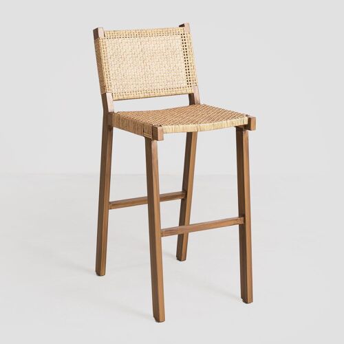 Tabouret Haut En Osier Synthétique (74 Cm) Ori Naturel