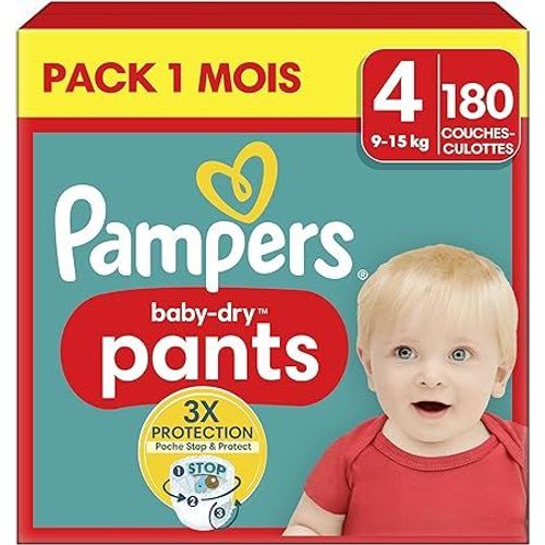 Pampers Baby-Dry Pants, Taille 4, 180 Couches-Culottes, 9-15kg