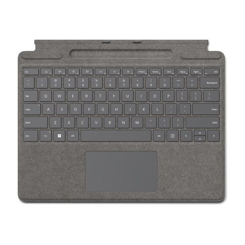 Microsoft Clavier Signature pour Surface Pro - Clavier - avec accéléromètre, pavé tactile, plateau de rangement et de chargement du Surface Slim Pen 2 - QWERTY - R.-U. - platine - pour Surface...