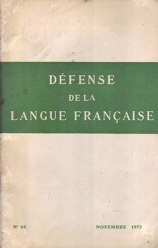 Defense De La Langue Francaise N.65