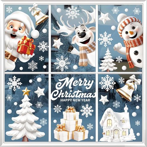 Stickers Noel Fenetre - Reutilisable Autocollant Noel Fenetre - Electrostatique Stickers Noel Vitre PVC - pour Maison,Magasin,Bureau