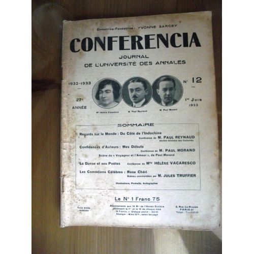 Conférencia N°12 1932/1933 1er Juin 1933:Du Côté De L'indochine