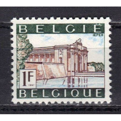 Belgique 1967 : Ypres : Mémorial Britannique De La Porte De Menin - Timbre 1 F. Vert Foncé, Bleu Et Rouge-Brun Neuf **