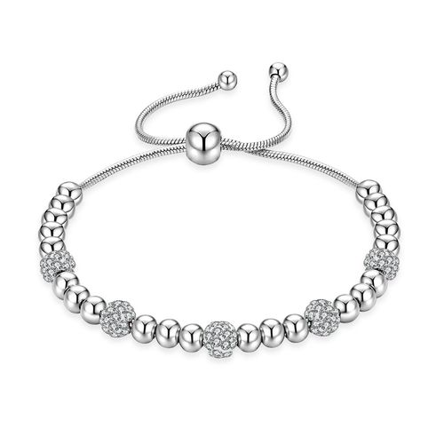 Bracelet Perle Ajustable Acier Titane Argent