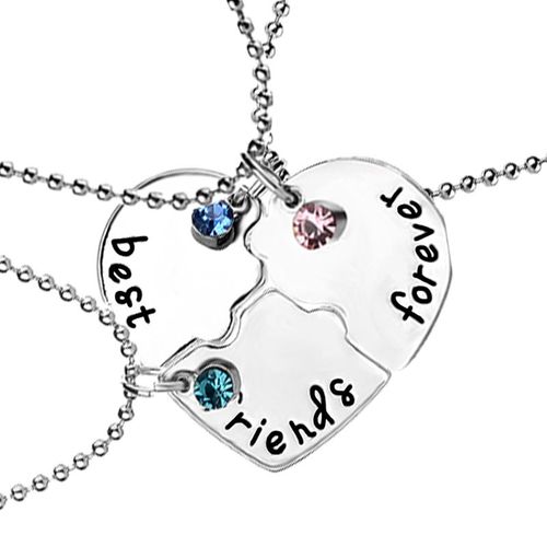 Collier Puzzle Coeur "Best Friends Forever" 3 Pcs Alliage De Zinc Argent