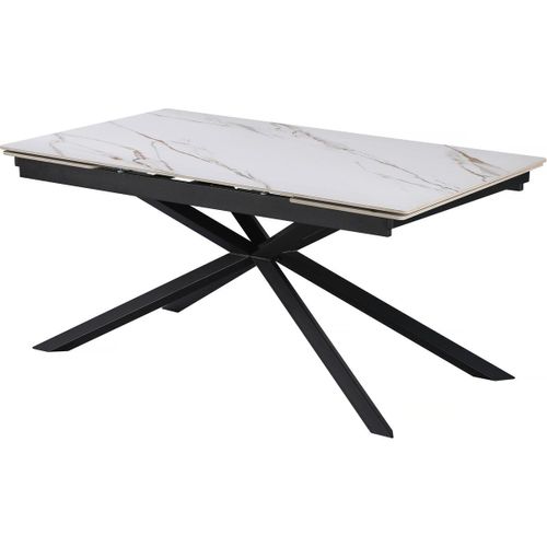 Table À Manger Extensible En Céramique 6 À 10 Personnes "Celeste" - Blanc Marbré Gold
