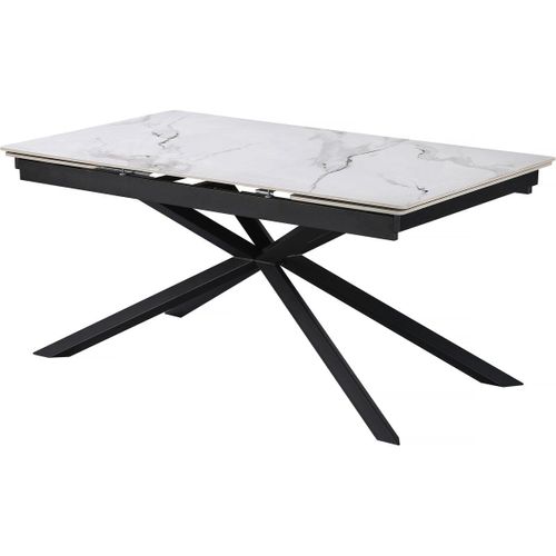 Table À Manger Extensible En Céramique 6 À 10 Personnes "Celeste" - Blanc Marbré Gris