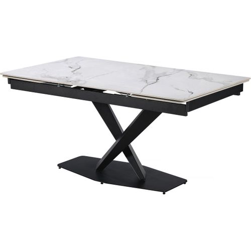Table À Manger Extensible En Céramique 6 À 10 Personnes "Silence" - Blanc Marbré Gris