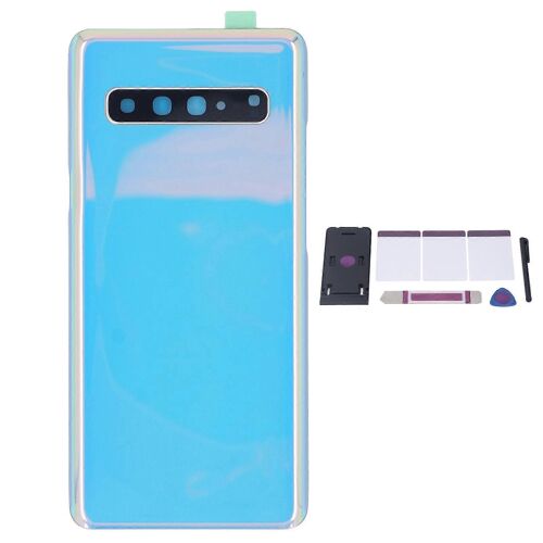 Couvercle en verre arrière du téléphone Adhésif d'objectif de caméra préinstallé avec outil de réparation de stylet Remplacement du couvercle de porte arrière du téléphone pour Galaxy S10 5G Argent